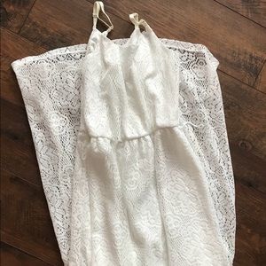 Long white lace dress